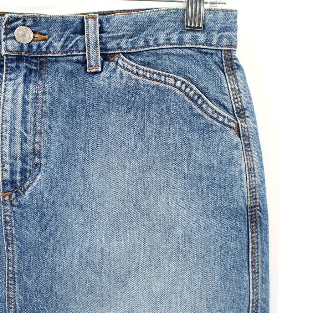 Vintage GAP Denim Skirt Light Wash Raw Hem Western Stitch 100% Cotton No Stretch - Picture 3 of 11
